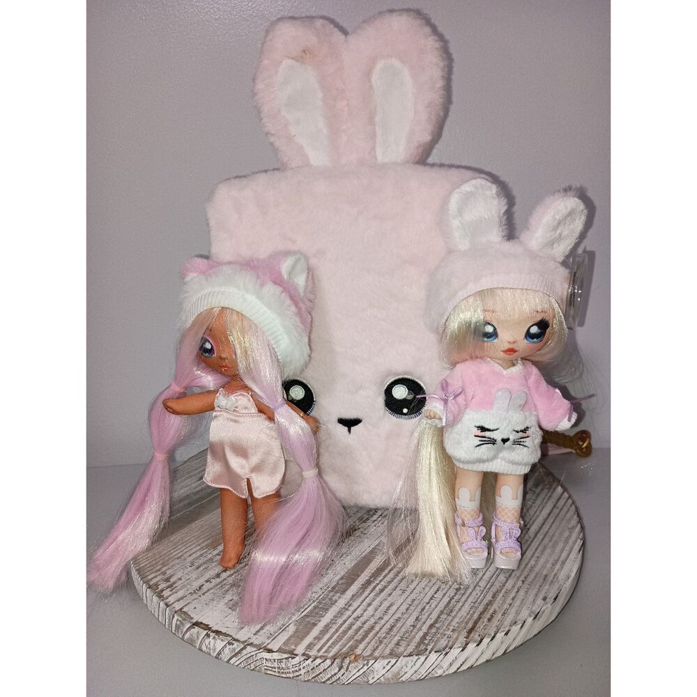 MGA: Na Na Na Surprise 3-in-1 Backpack Bedroom Pink Bunny Playset with Two Dolls